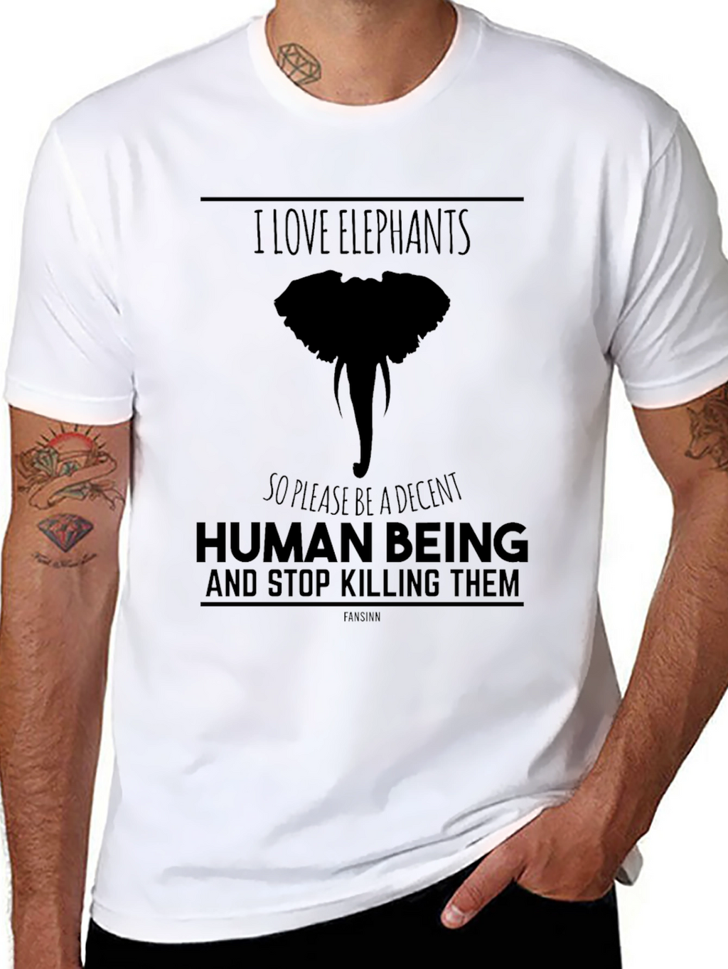 I Love Elephants Graphic T-Shirt - Black