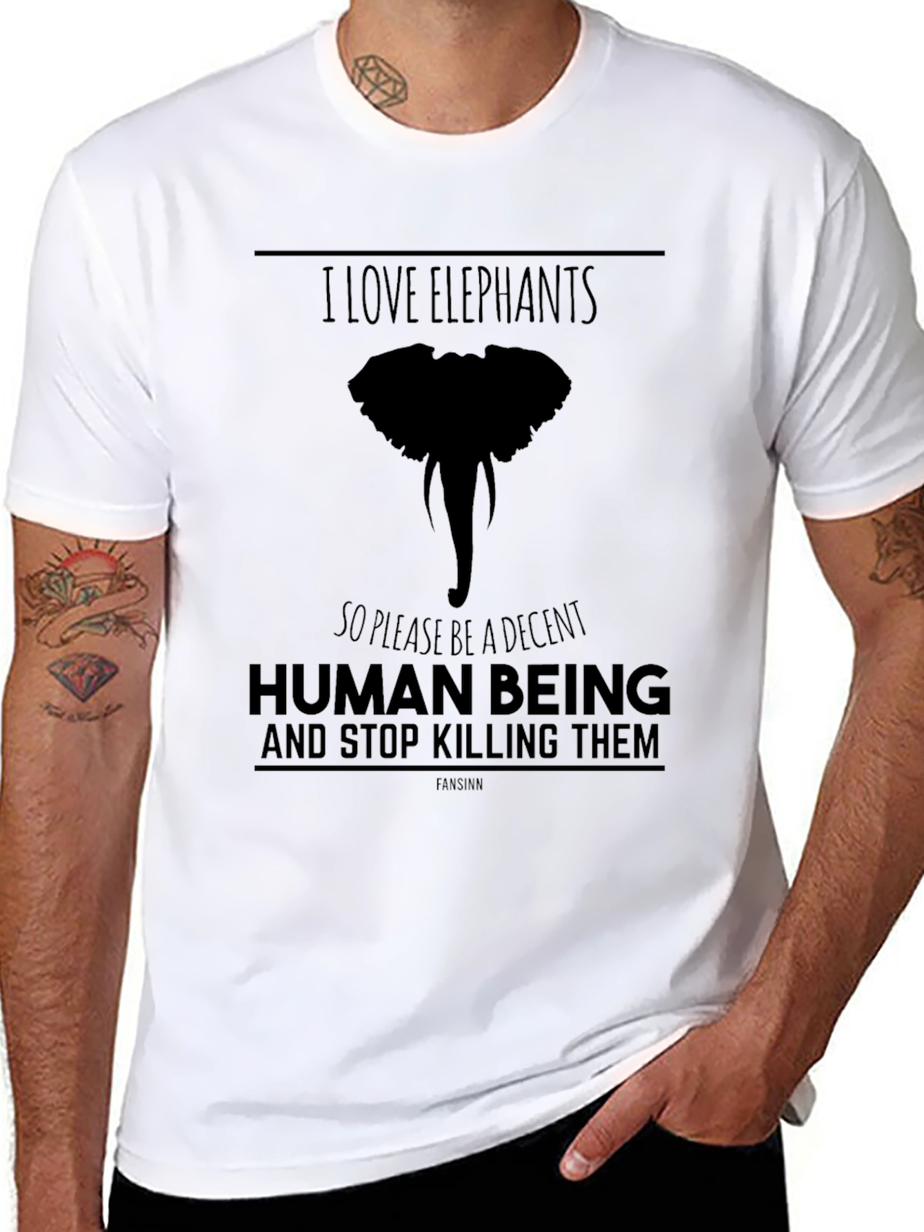 I Love Elephants Graphic T-Shirt - Black