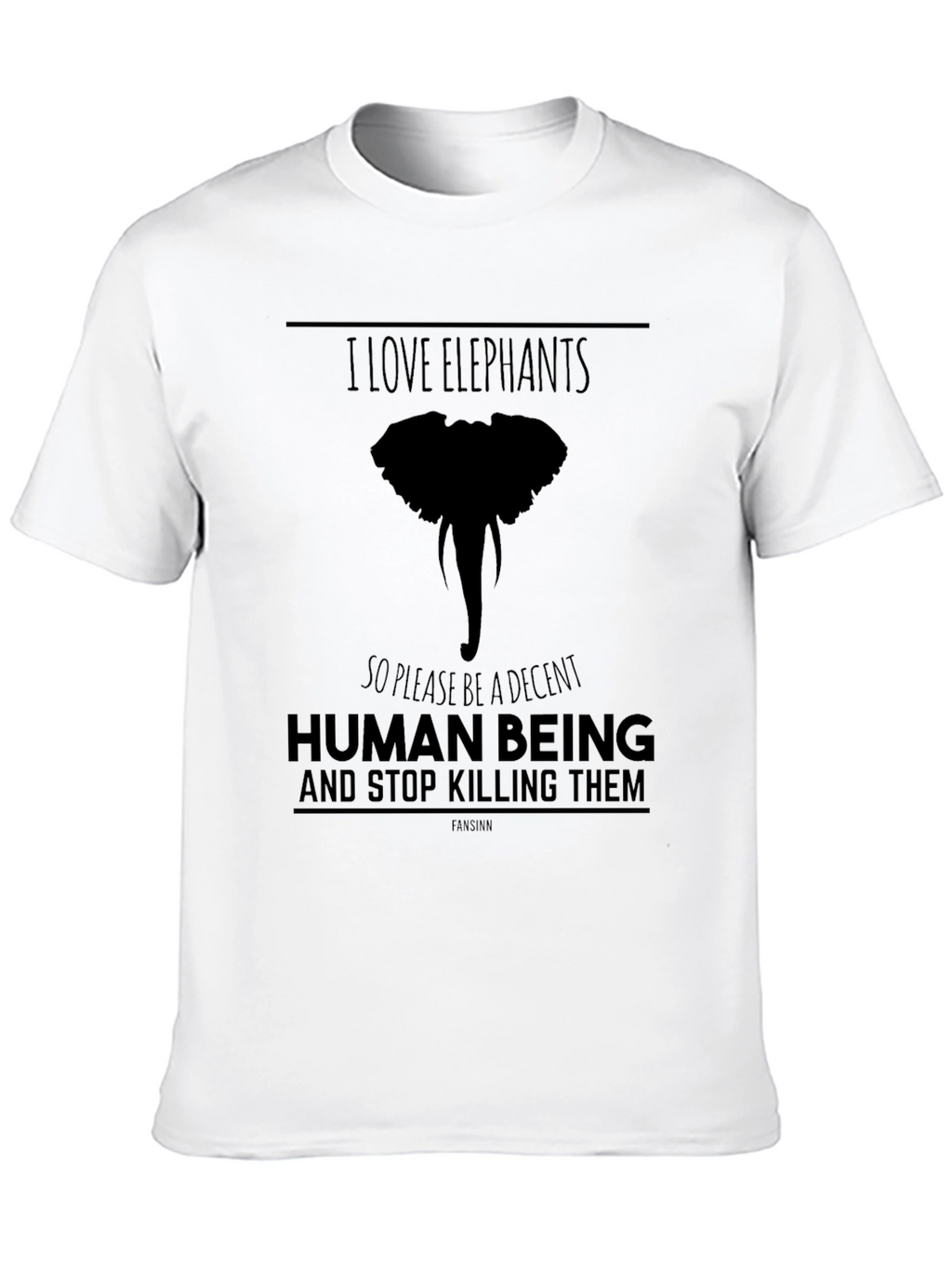 I Love Elephants Graphic T-Shirt - Black
