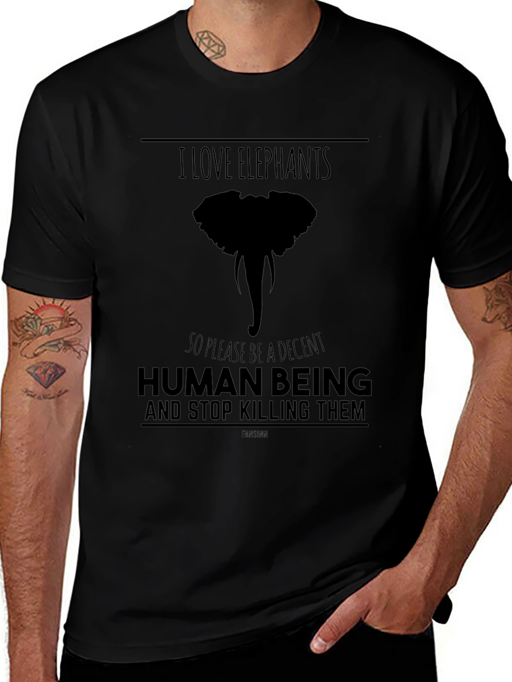I Love Elephants Graphic T-Shirt - Black