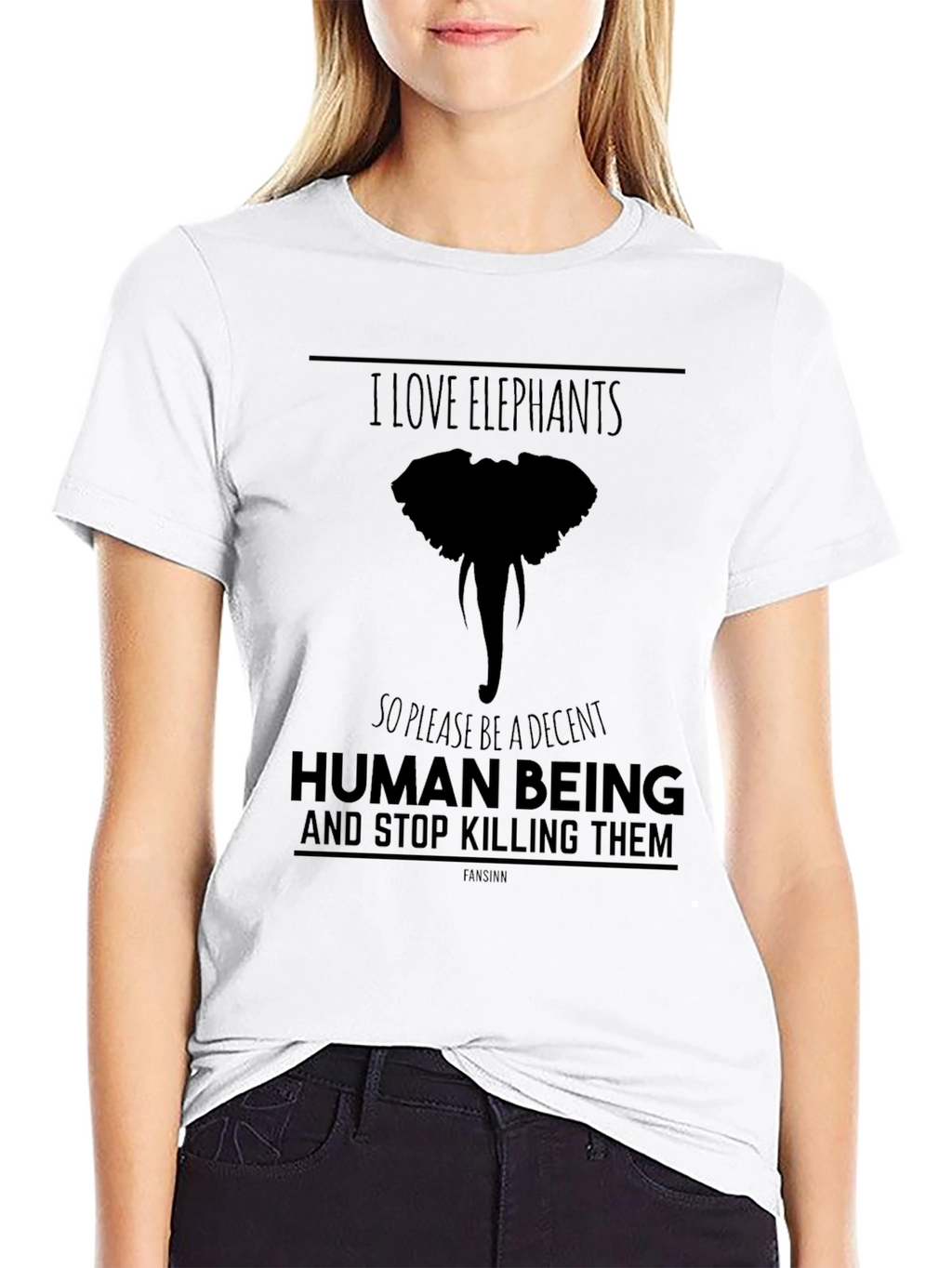 I Love Elephants Graphic T-Shirt - Black