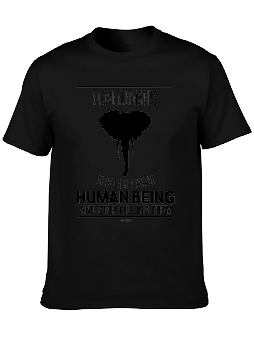 I Love Elephants Graphic T-Shirt - Black