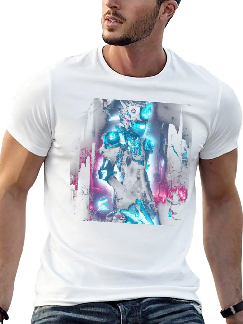 Cyberpunk Robot Graphic Black T-Shirt