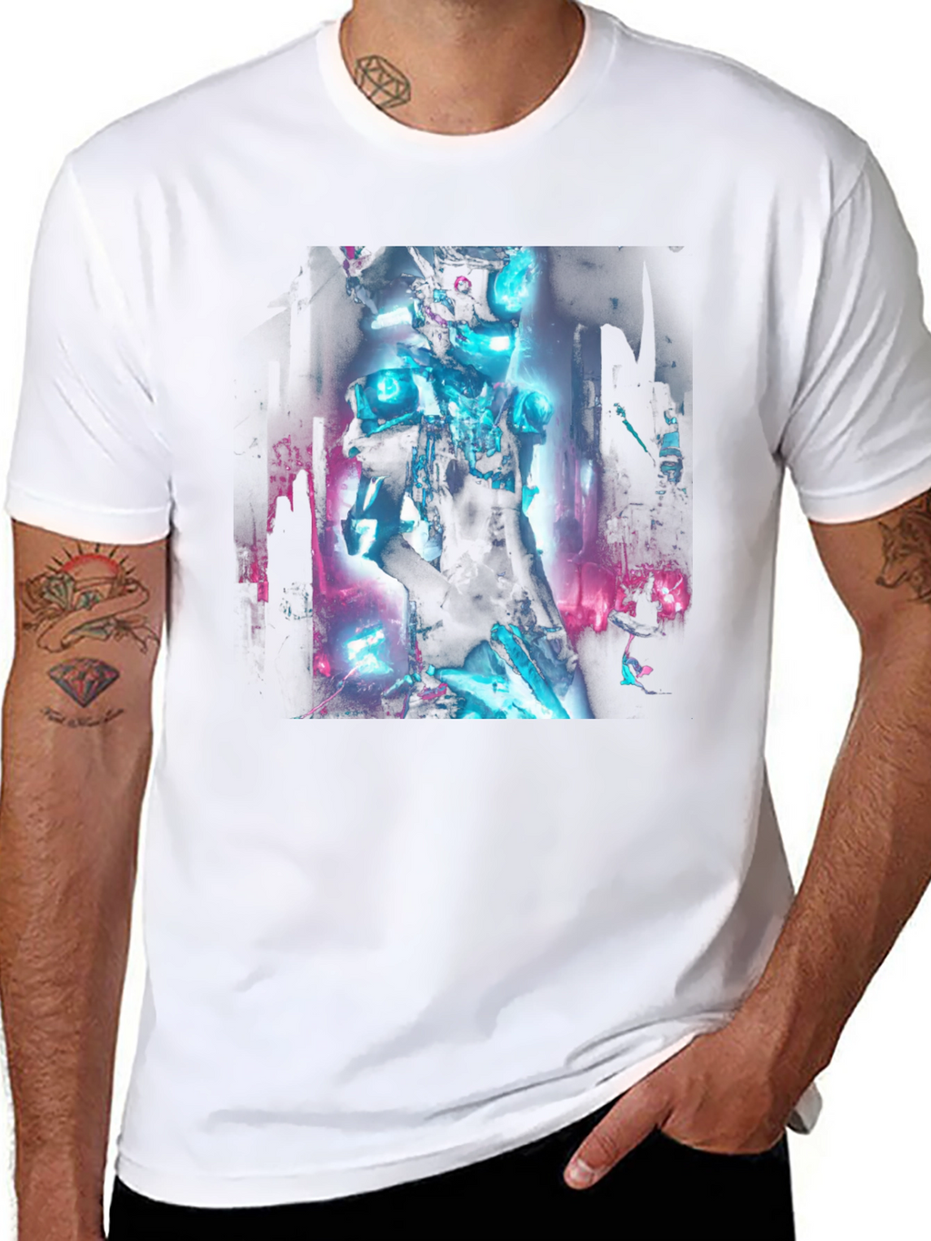 Cyberpunk Robot Graphic Black T-Shirt