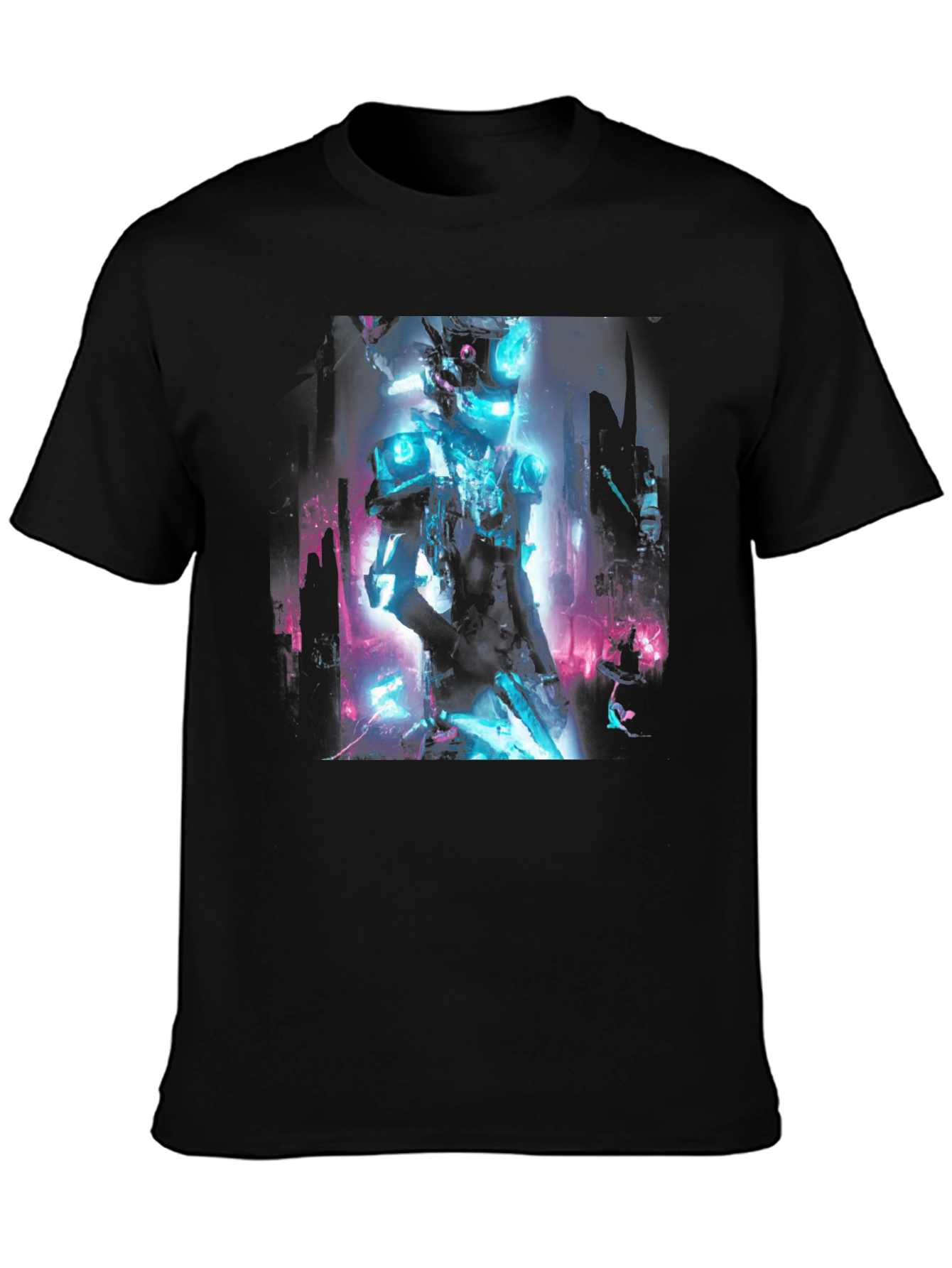 Cyberpunk Robot Graphic Black T-Shirt