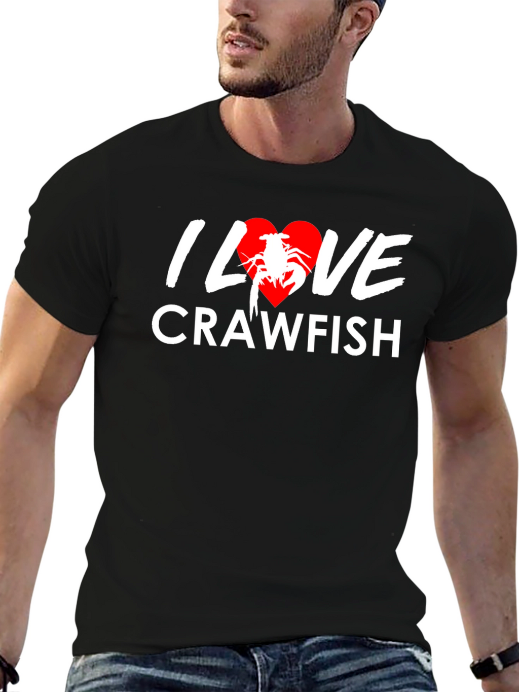 I Love Crawfish T-Shirt - Black Graphic Tee