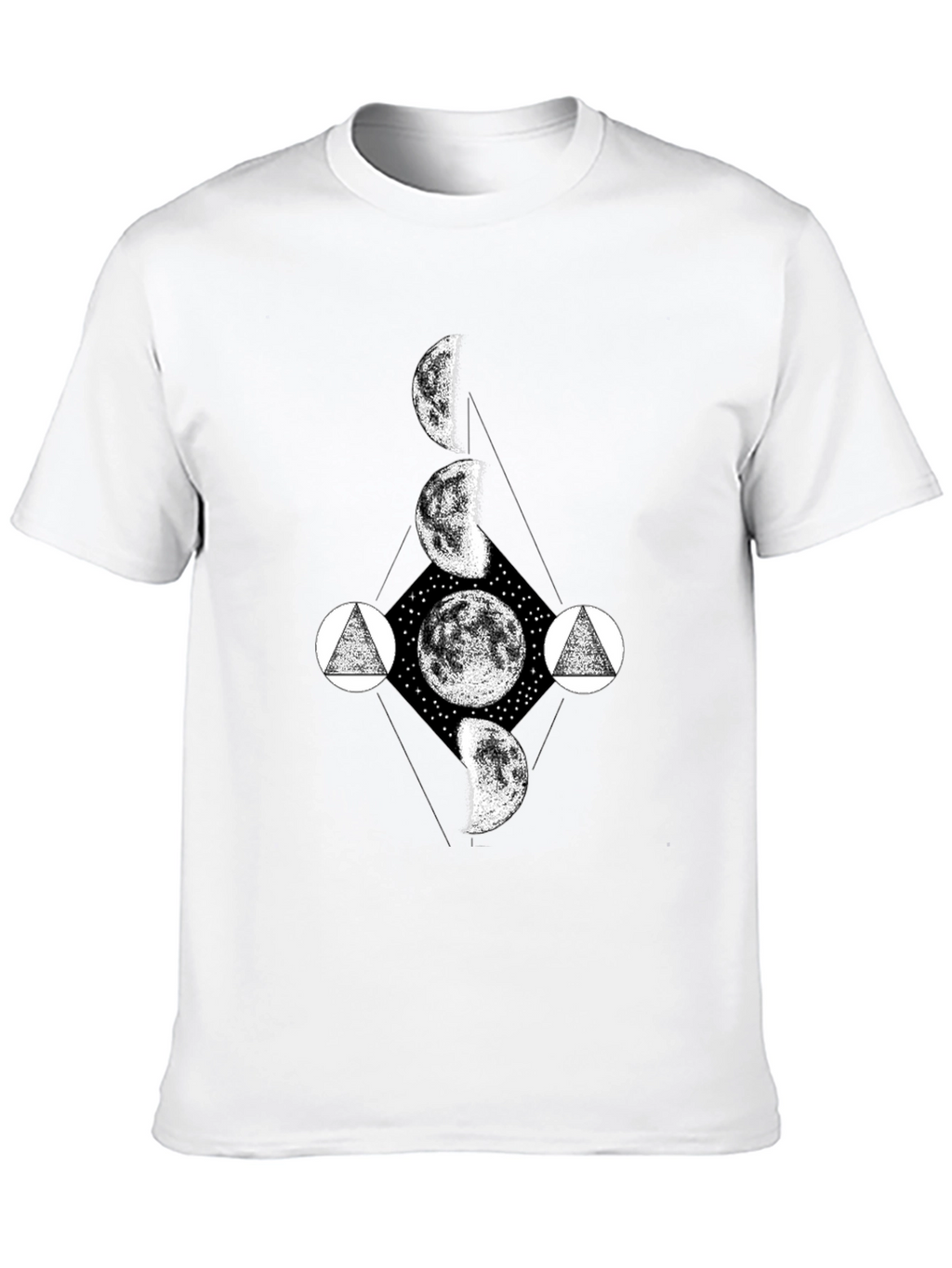 Lunar Phase Graphic Tee - Black Cotton T-Shirt
