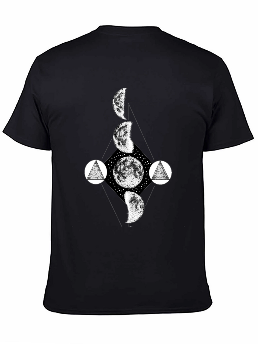 Lunar Phase Graphic Tee - Black Cotton T-Shirt