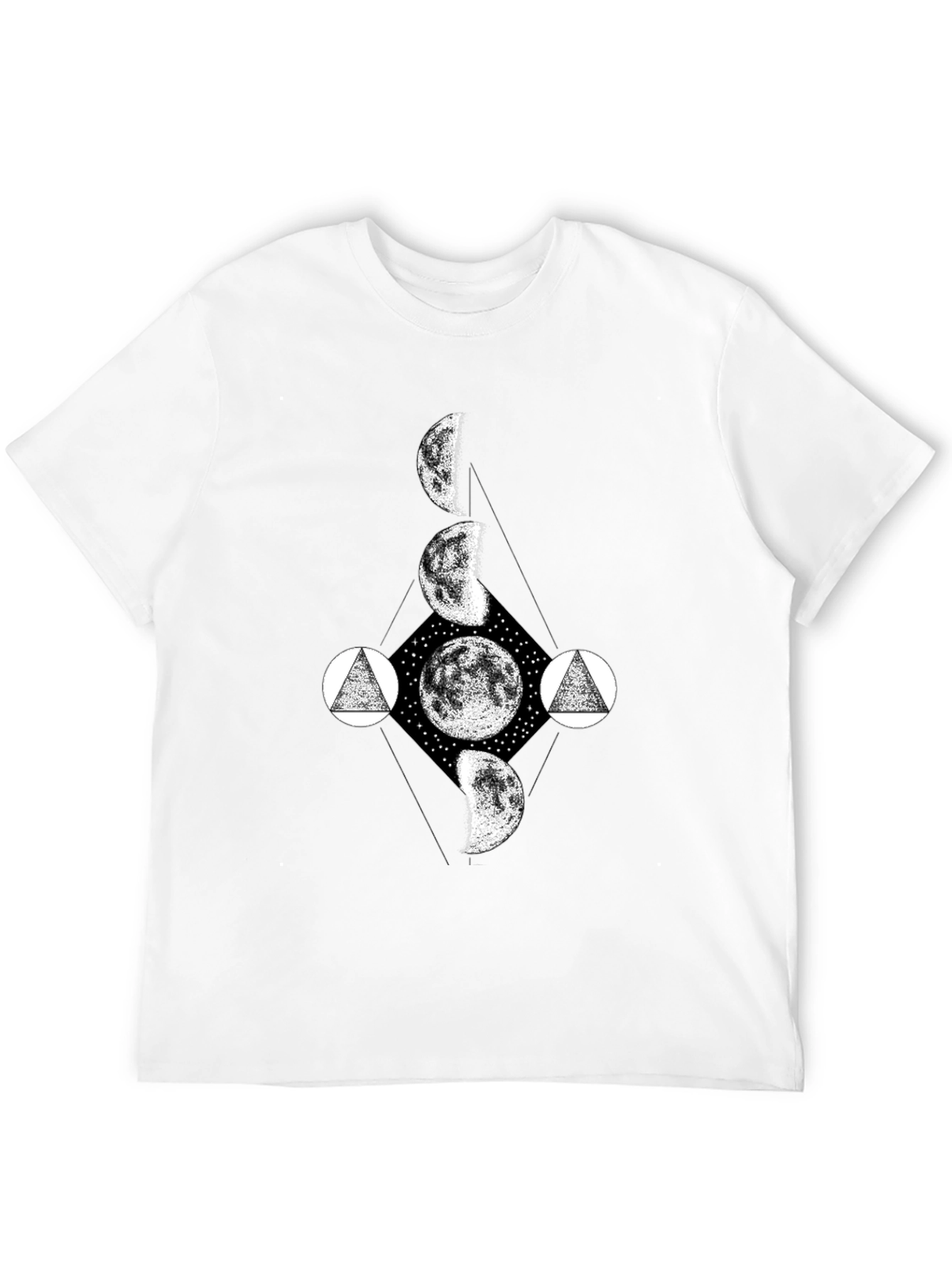Lunar Phase Graphic Tee - Black Cotton T-Shirt