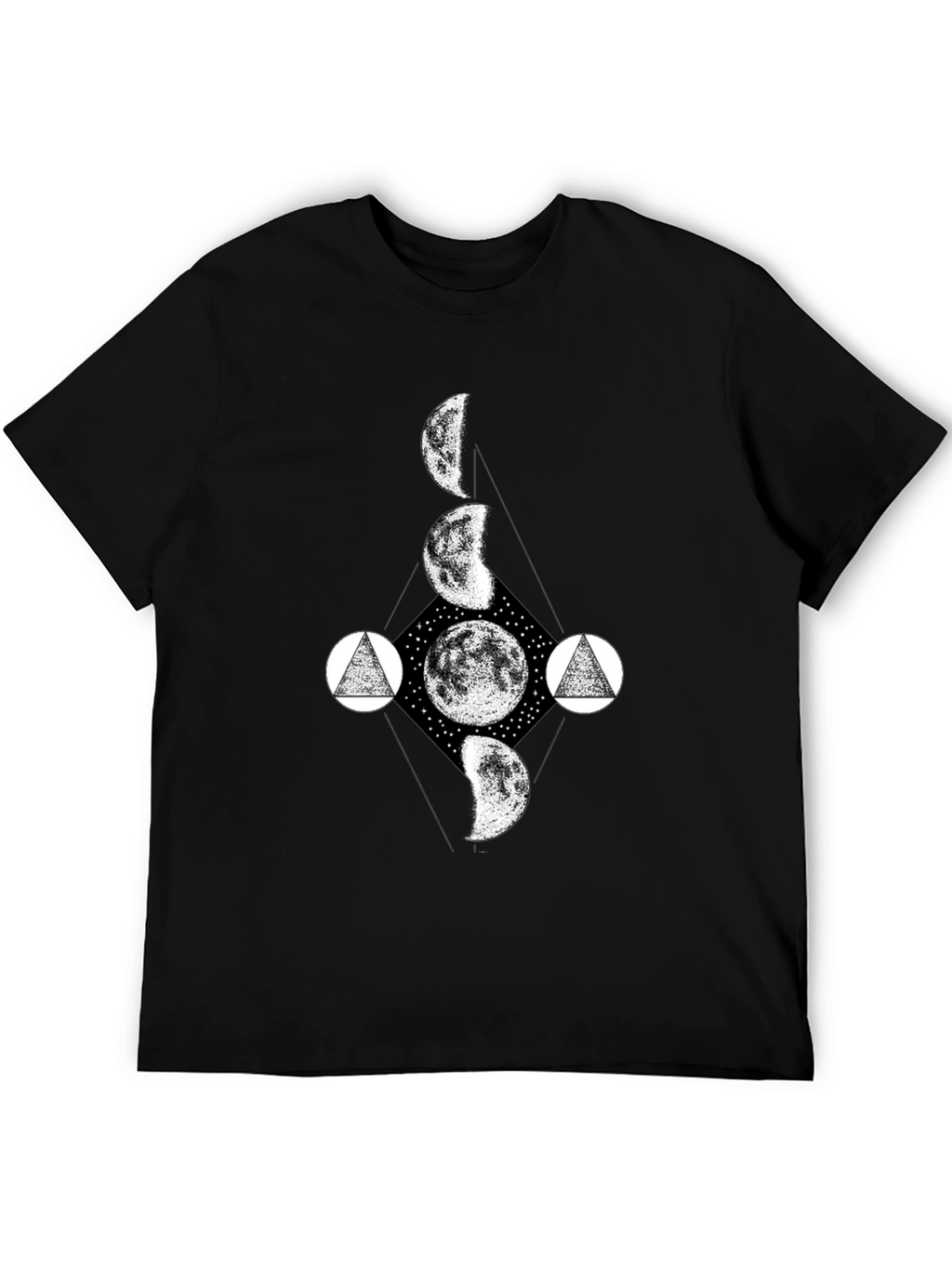 Lunar Phase Graphic Tee - Black Cotton T-Shirt