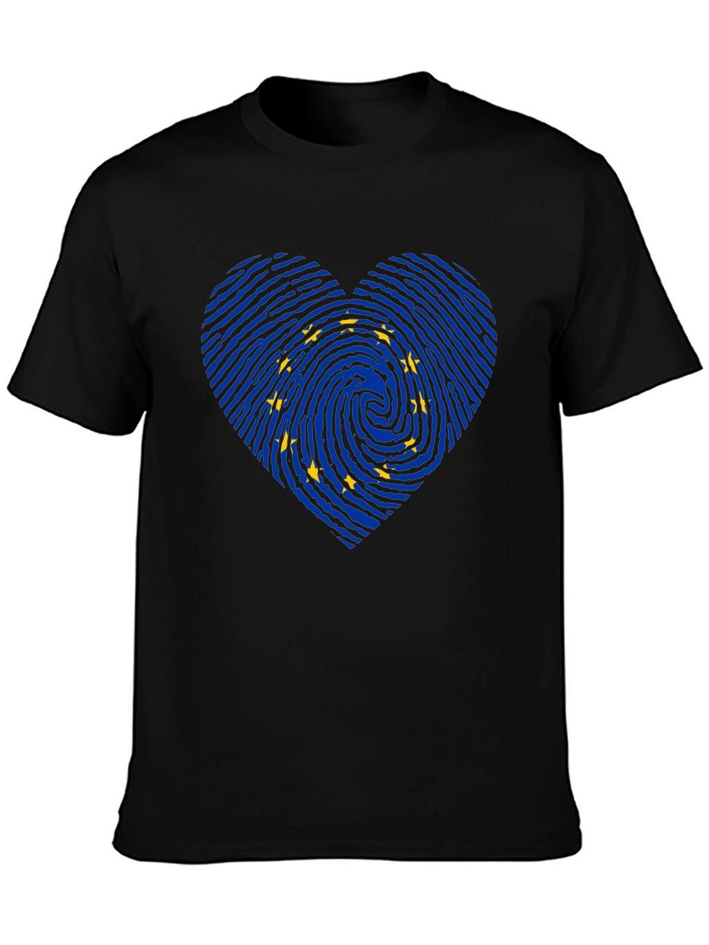 EU Flag Fingerprint Heart T-Shirt
