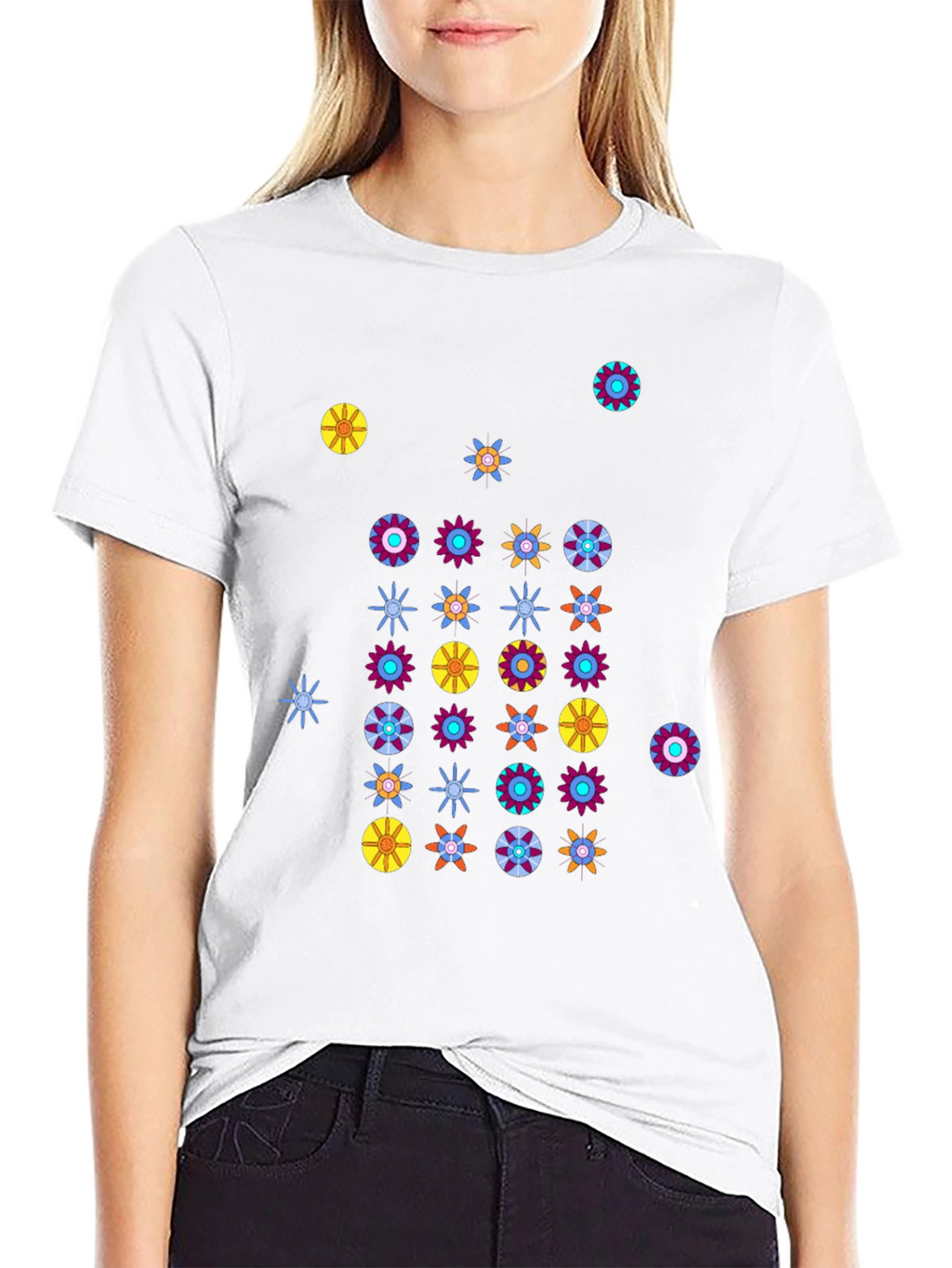Funky Floral Black T-Shirt
