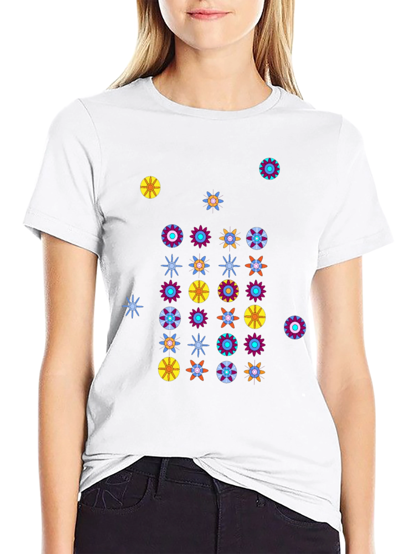 Funky Floral Black T-Shirt