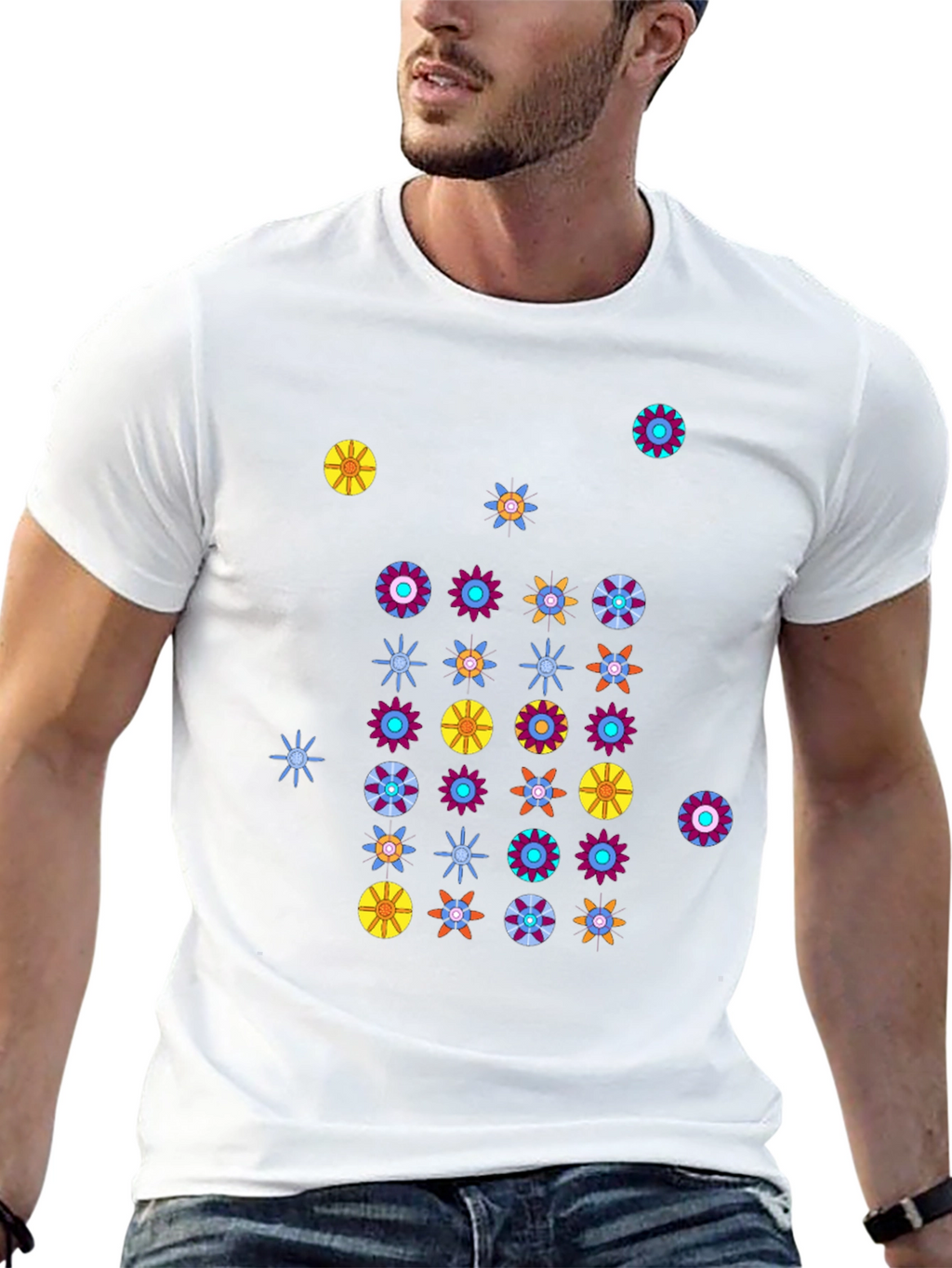 Funky Floral Black T-Shirt