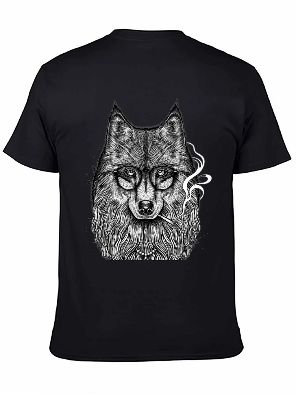 Smoking Wolf Graphic Tee - Black