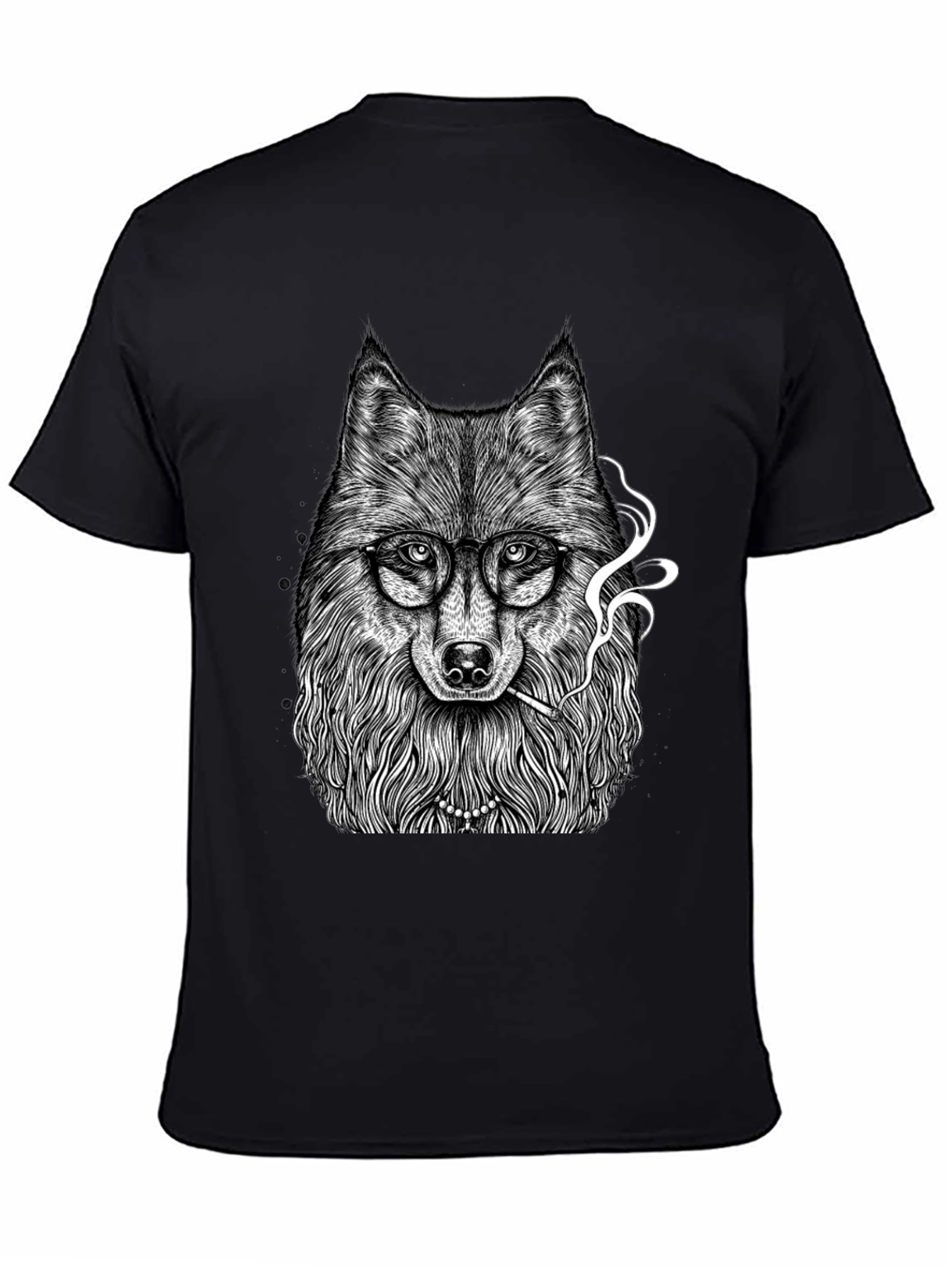 Smoking Wolf Graphic Tee - Black