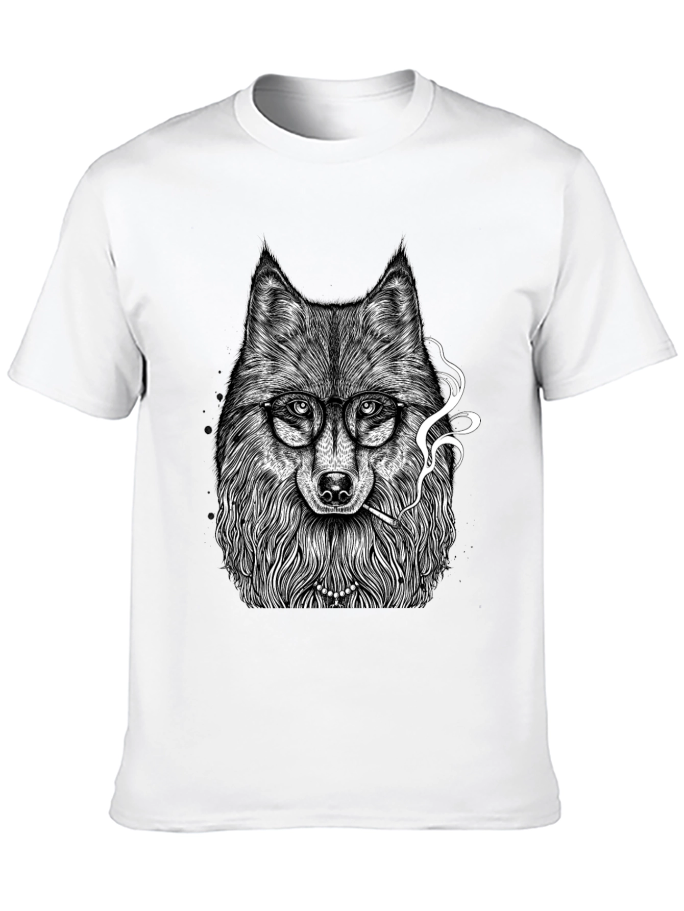 Smoking Wolf Graphic Tee - Black