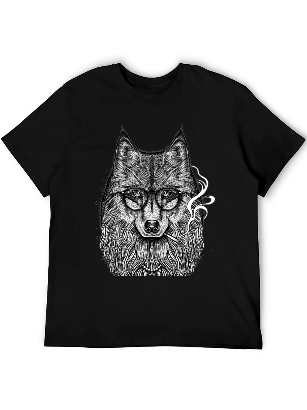 Smoking Wolf Graphic Tee - Black