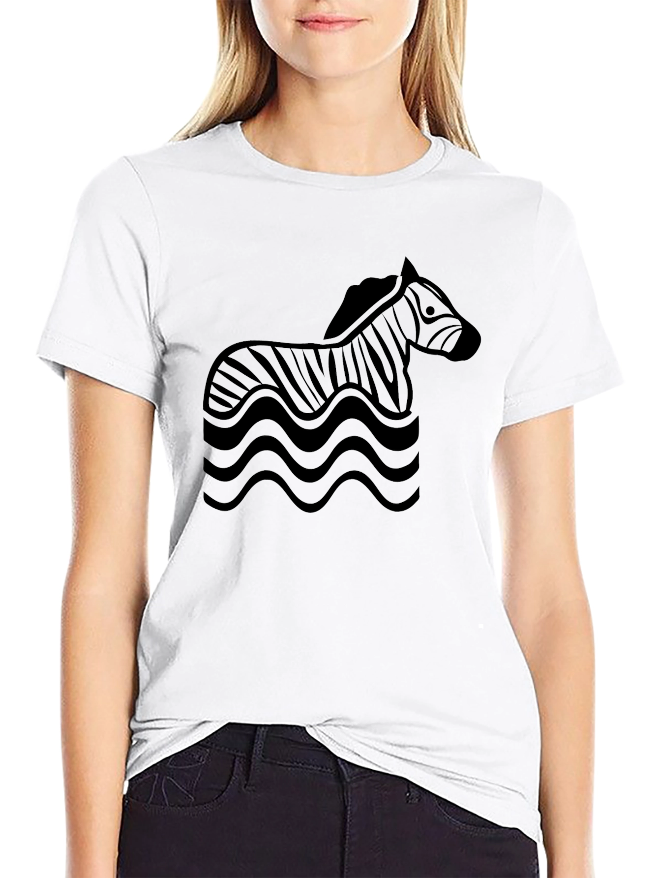 Black Zebra Wave Graphic T-Shirt