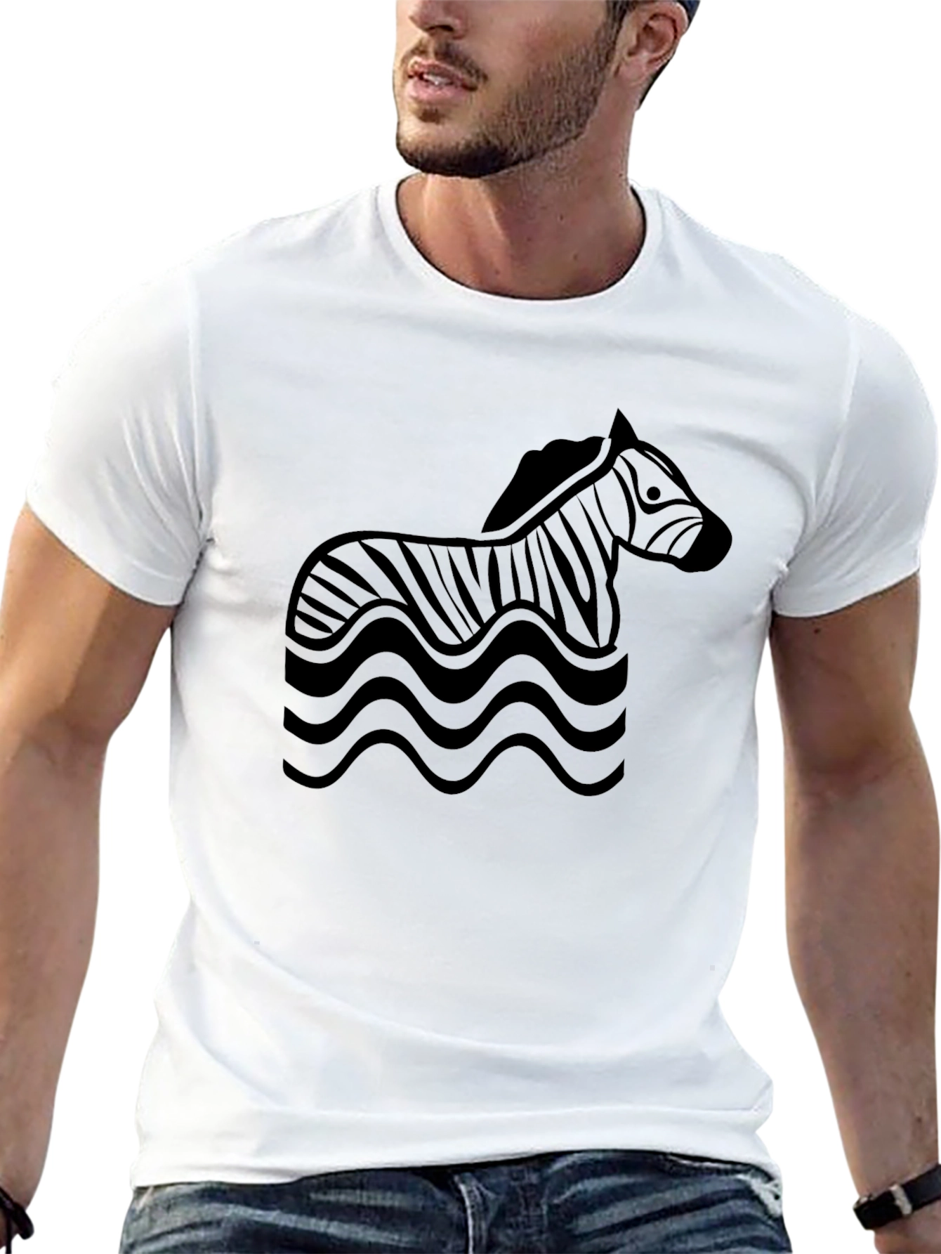 Black Zebra Wave Graphic T-Shirt