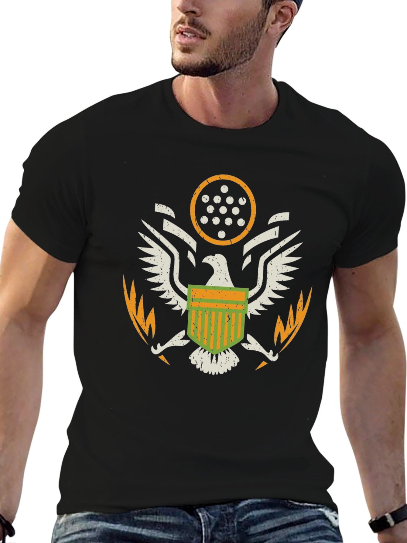 American Eagle Crest Graphic T-Shirt - Black