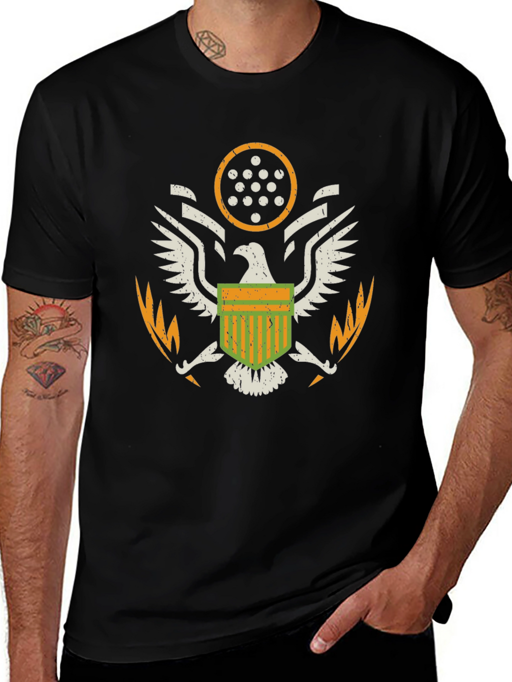 American Eagle Crest Graphic T-Shirt - Black