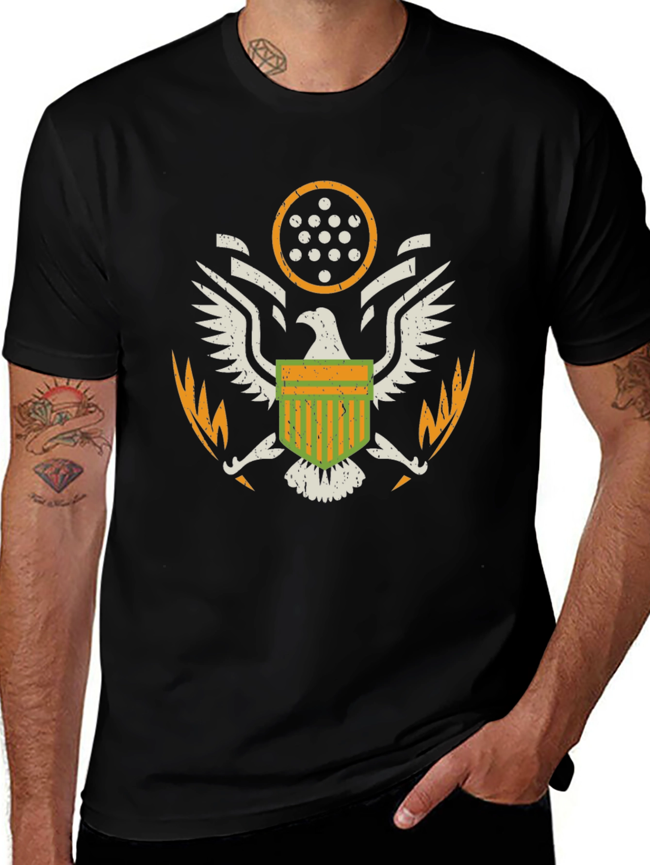 American Eagle Crest Graphic T-Shirt - Black
