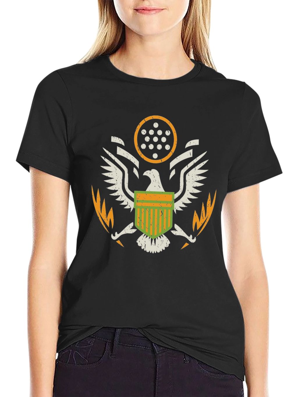 American Eagle Crest Graphic T-Shirt - Black