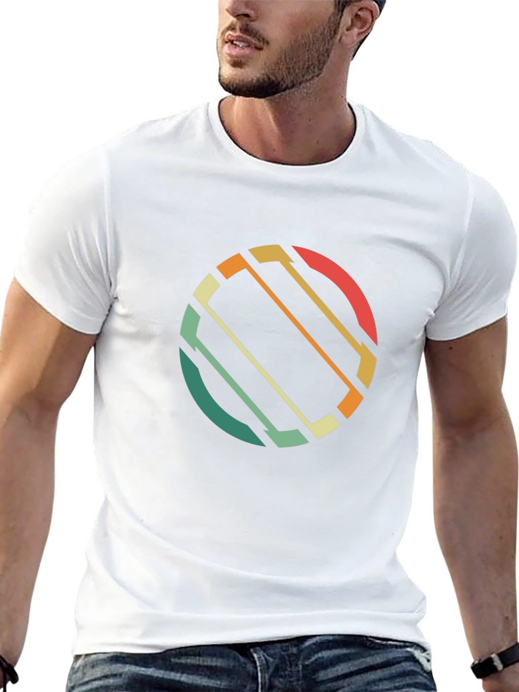 Retro Circle Graphic T-Shirt - Black