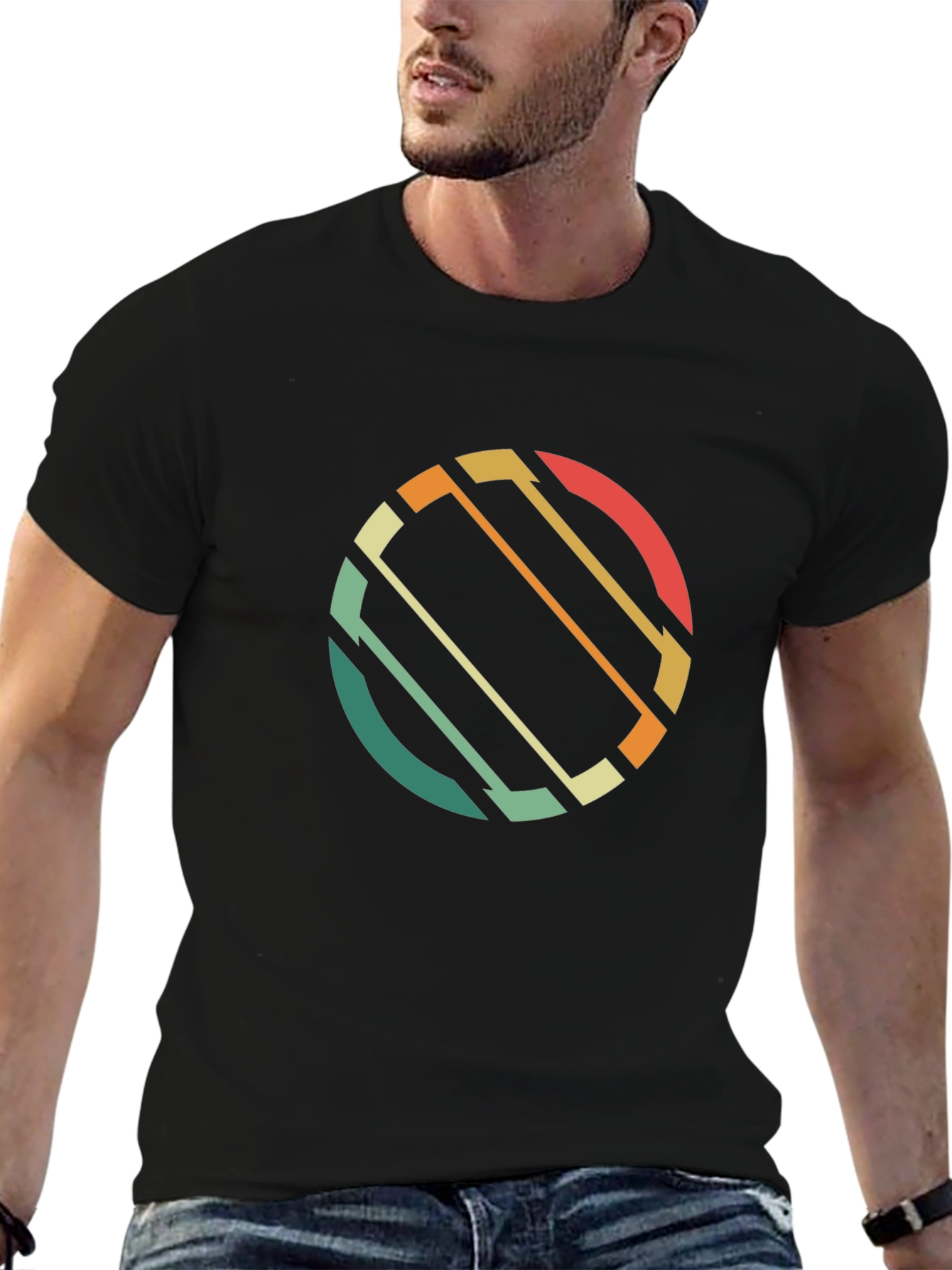 Retro Circle Graphic T-Shirt - Black