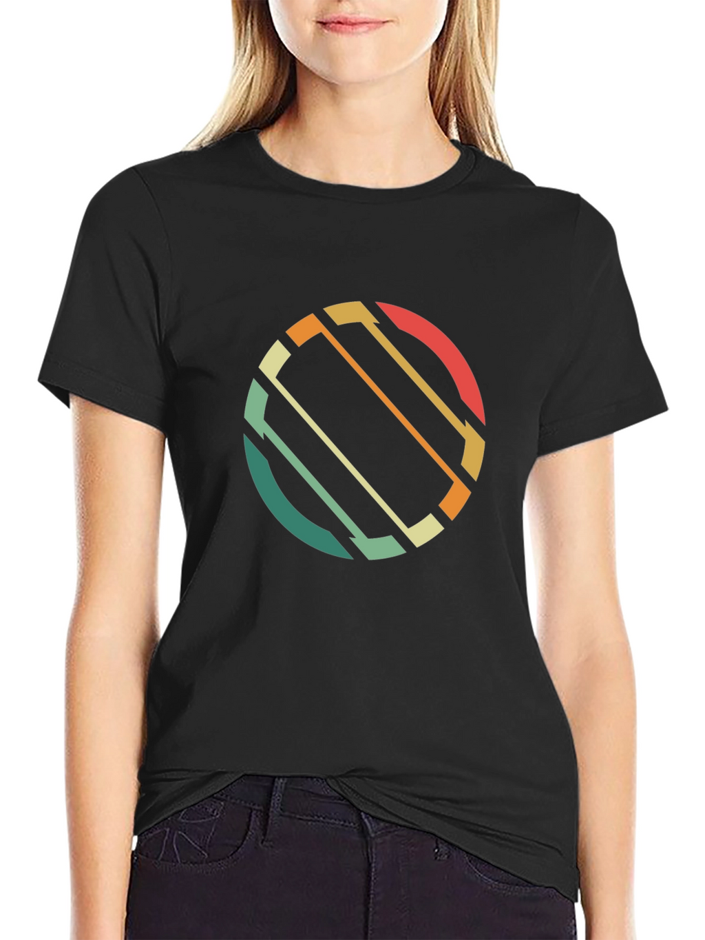 Retro Circle Graphic T-Shirt - Black