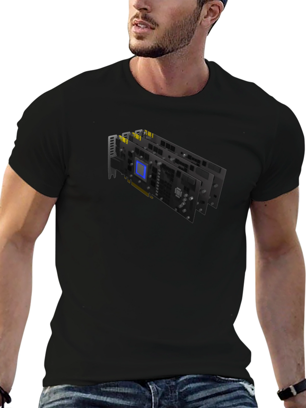 Graphic Card Printed Black T-Shirt - Gamer Style
