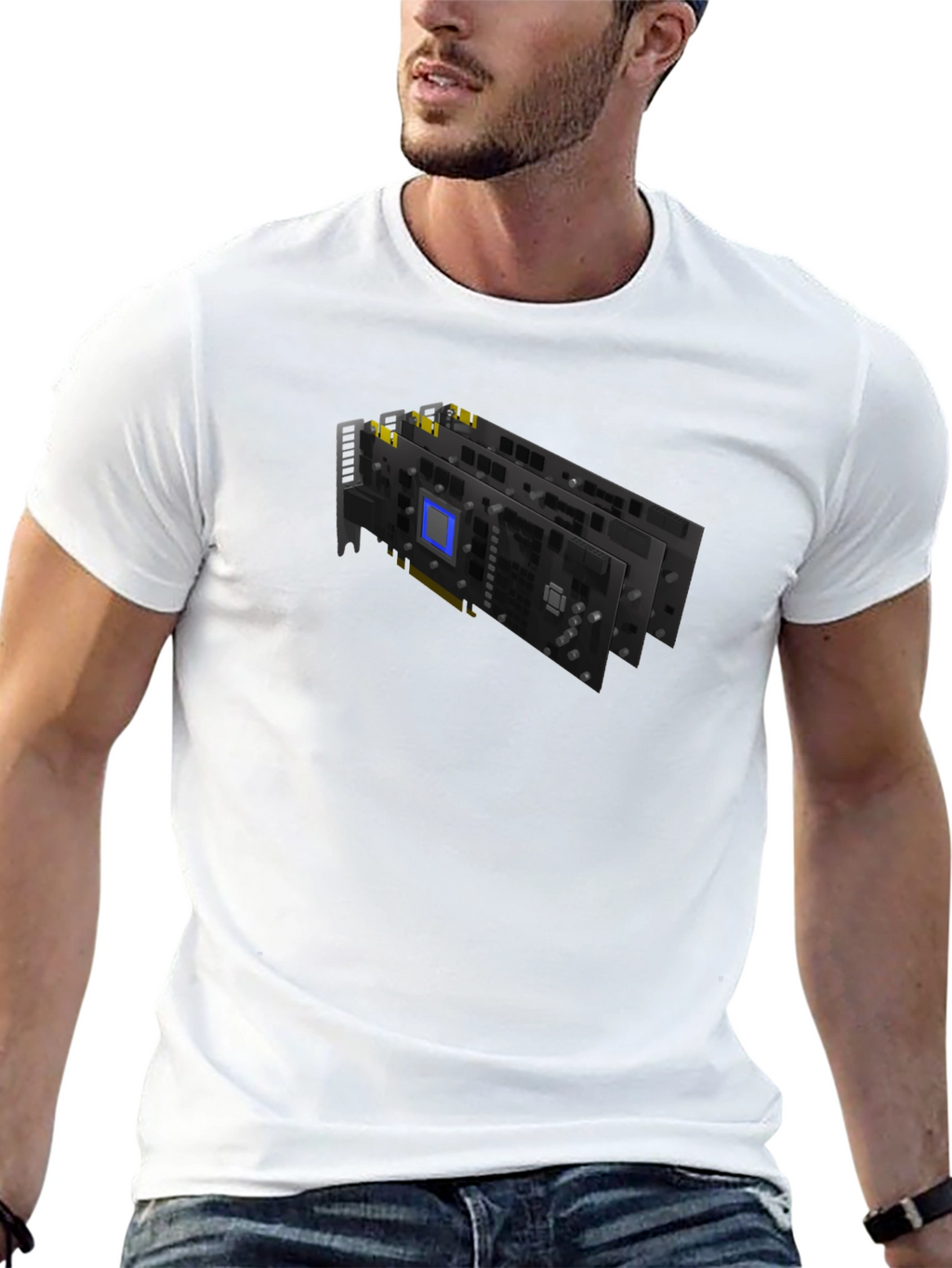 Graphic Card Printed Black T-Shirt - Gamer Style