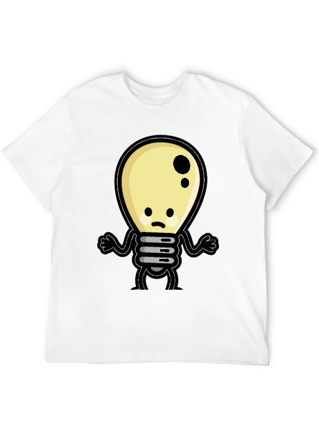 Sad Light Bulb Graphic T-Shirt - Black Cotton Tee