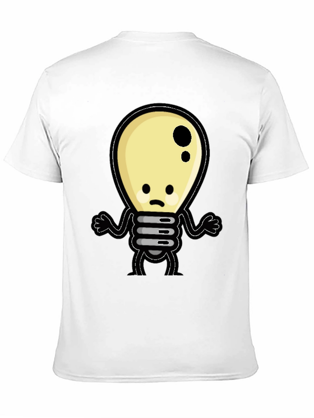 Sad Light Bulb Graphic T-Shirt - Black Cotton Tee