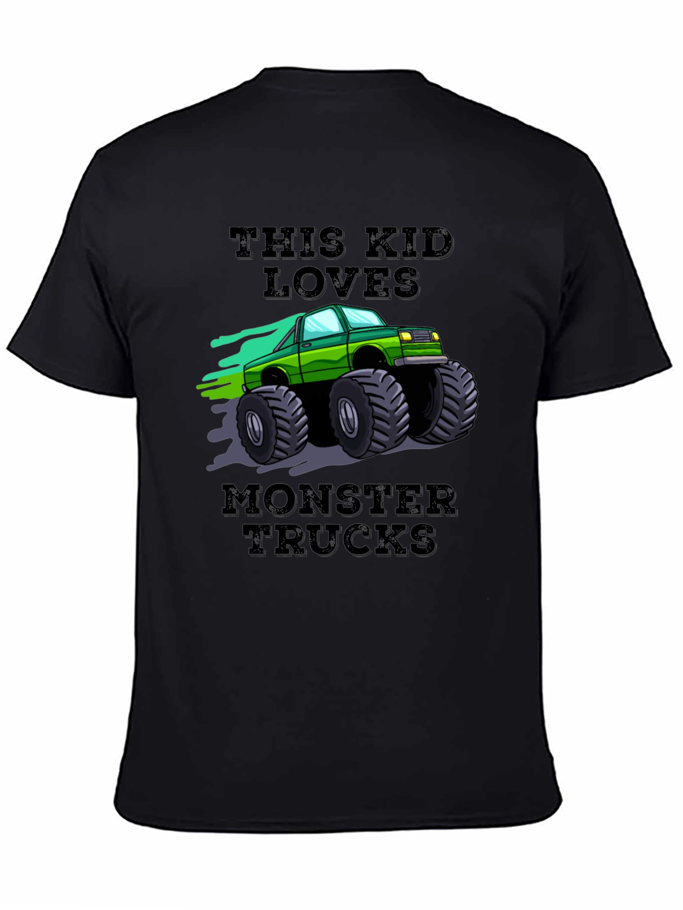 This Kid Loves Monster Trucks Black T-Shirt