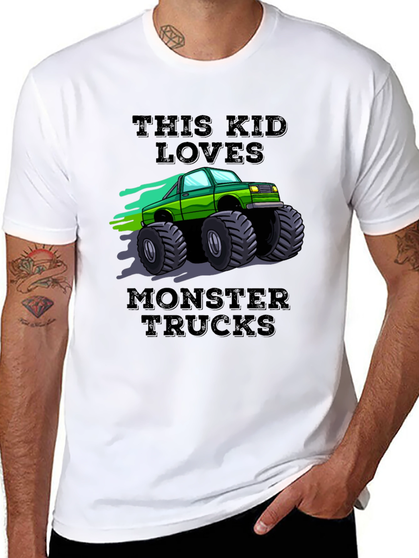 This Kid Loves Monster Trucks Black T-Shirt
