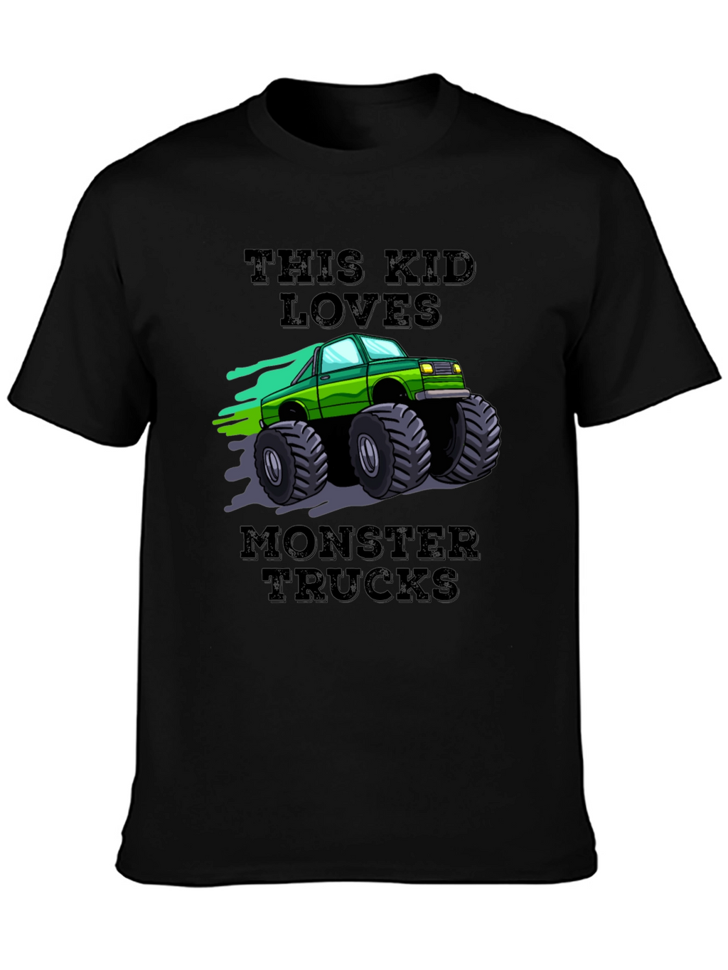 This Kid Loves Monster Trucks Black T-Shirt