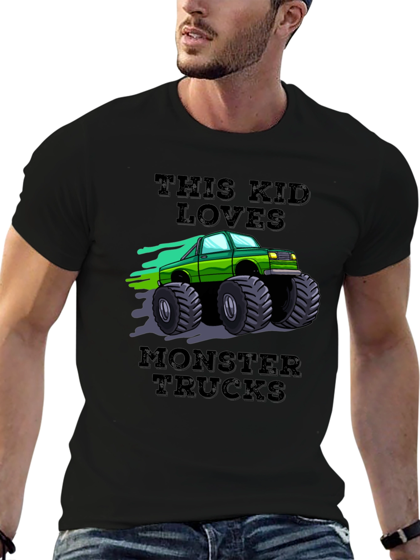 This Kid Loves Monster Trucks Black T-Shirt