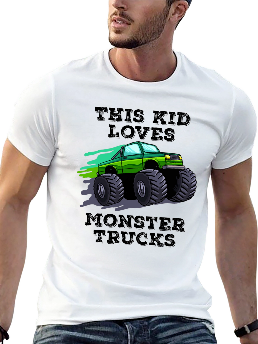 This Kid Loves Monster Trucks Black T-Shirt