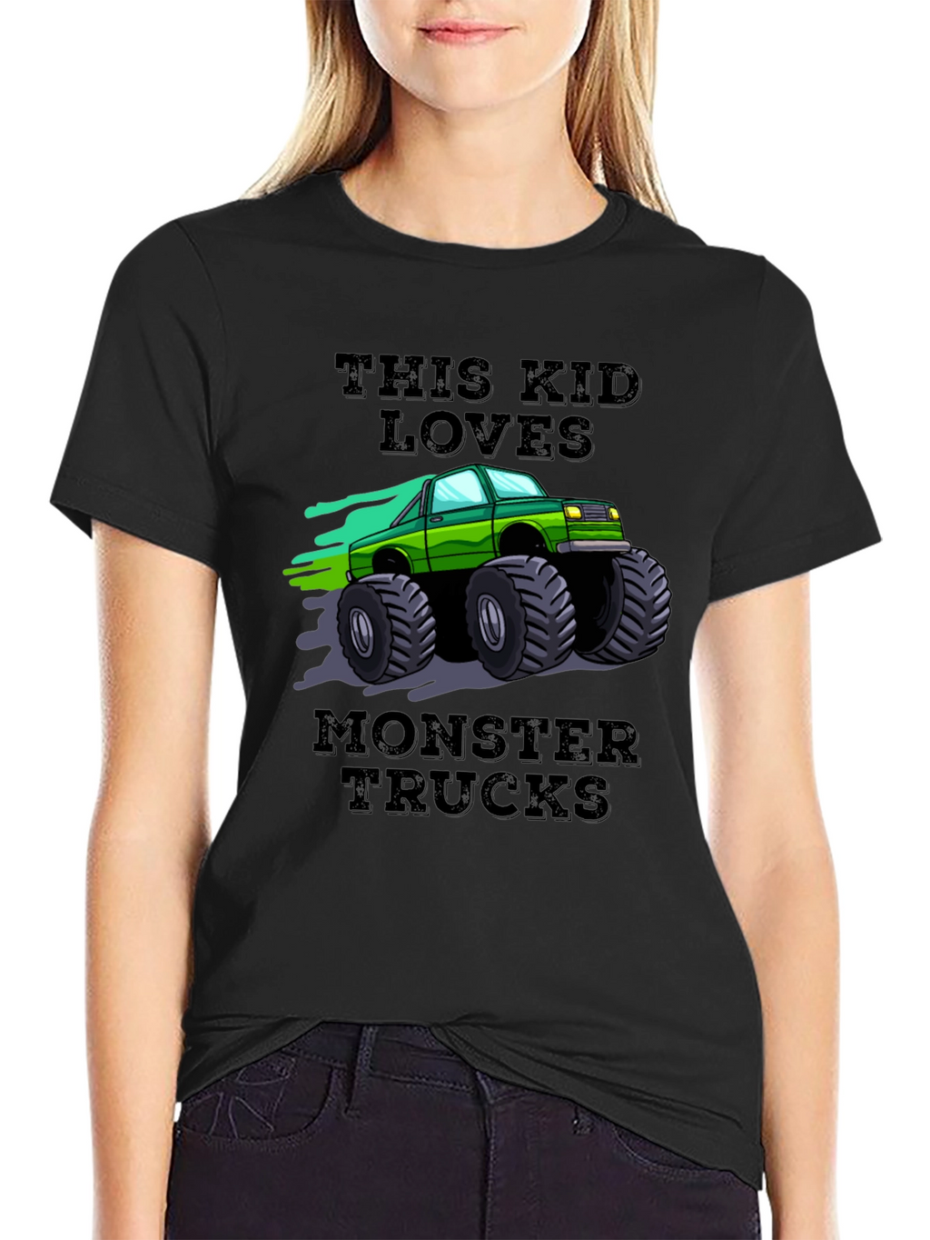 This Kid Loves Monster Trucks Black T-Shirt