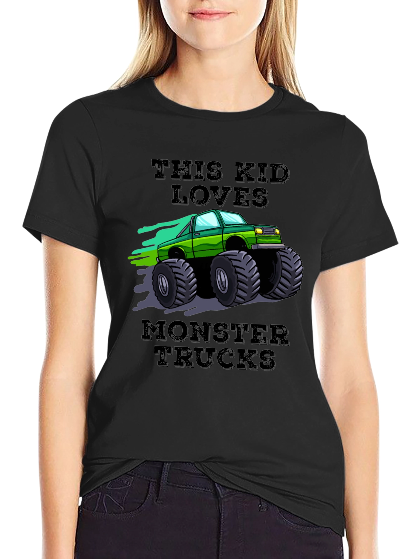 This Kid Loves Monster Trucks Black T-Shirt