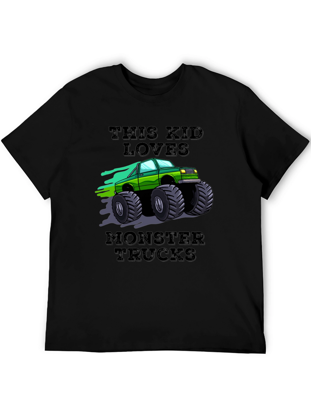 This Kid Loves Monster Trucks Black T-Shirt