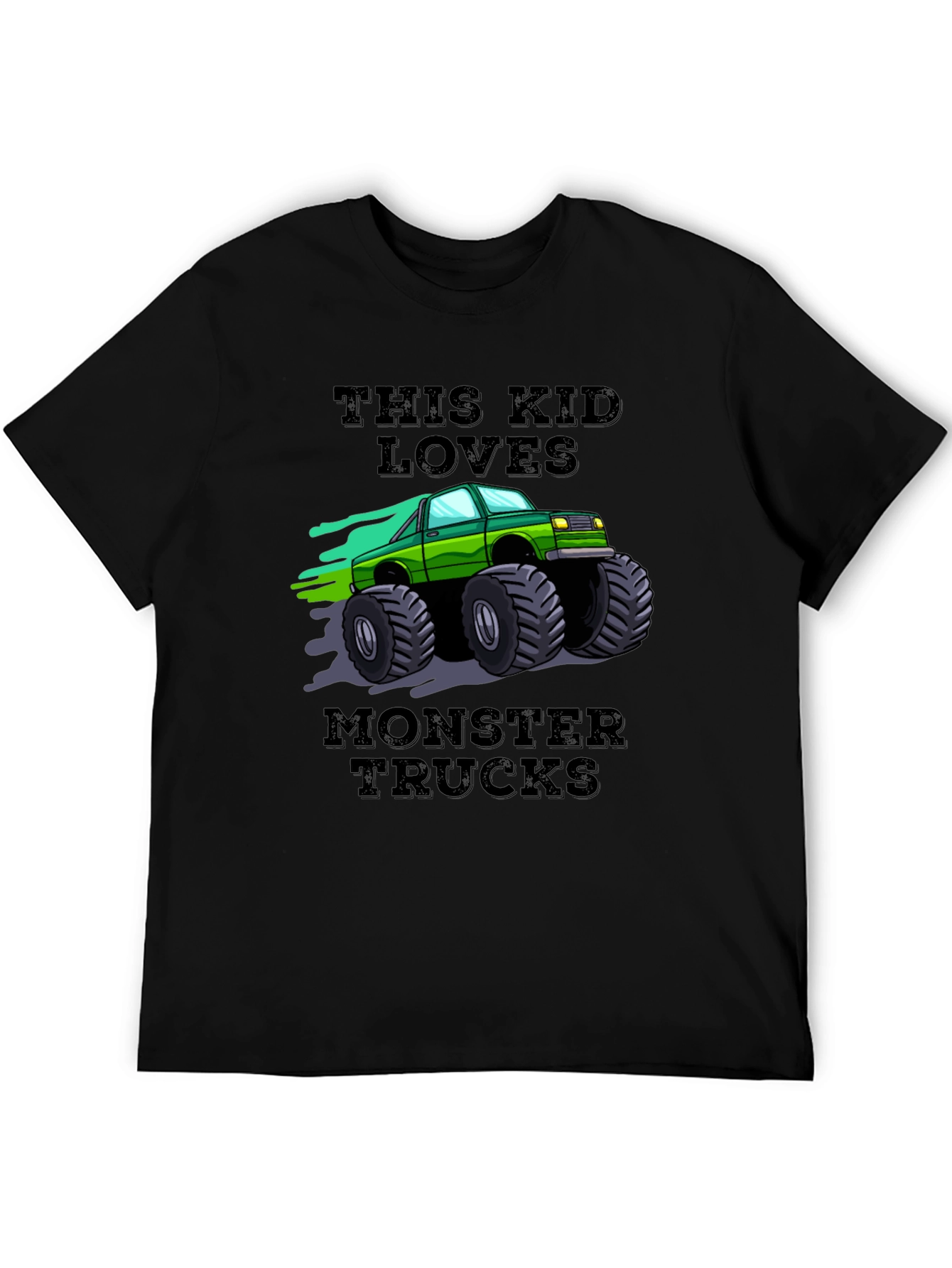 This Kid Loves Monster Trucks Black T-Shirt