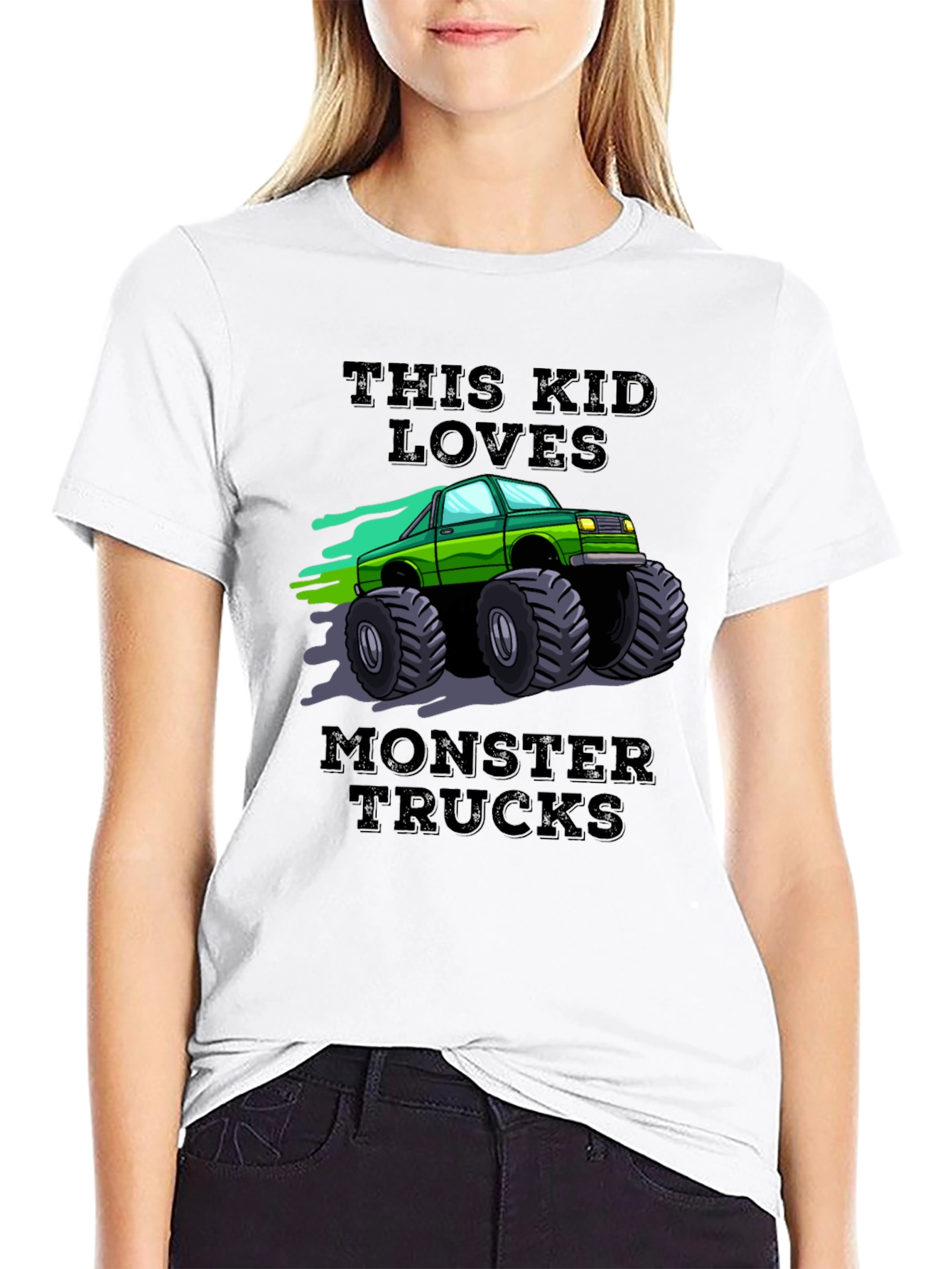This Kid Loves Monster Trucks Black T-Shirt