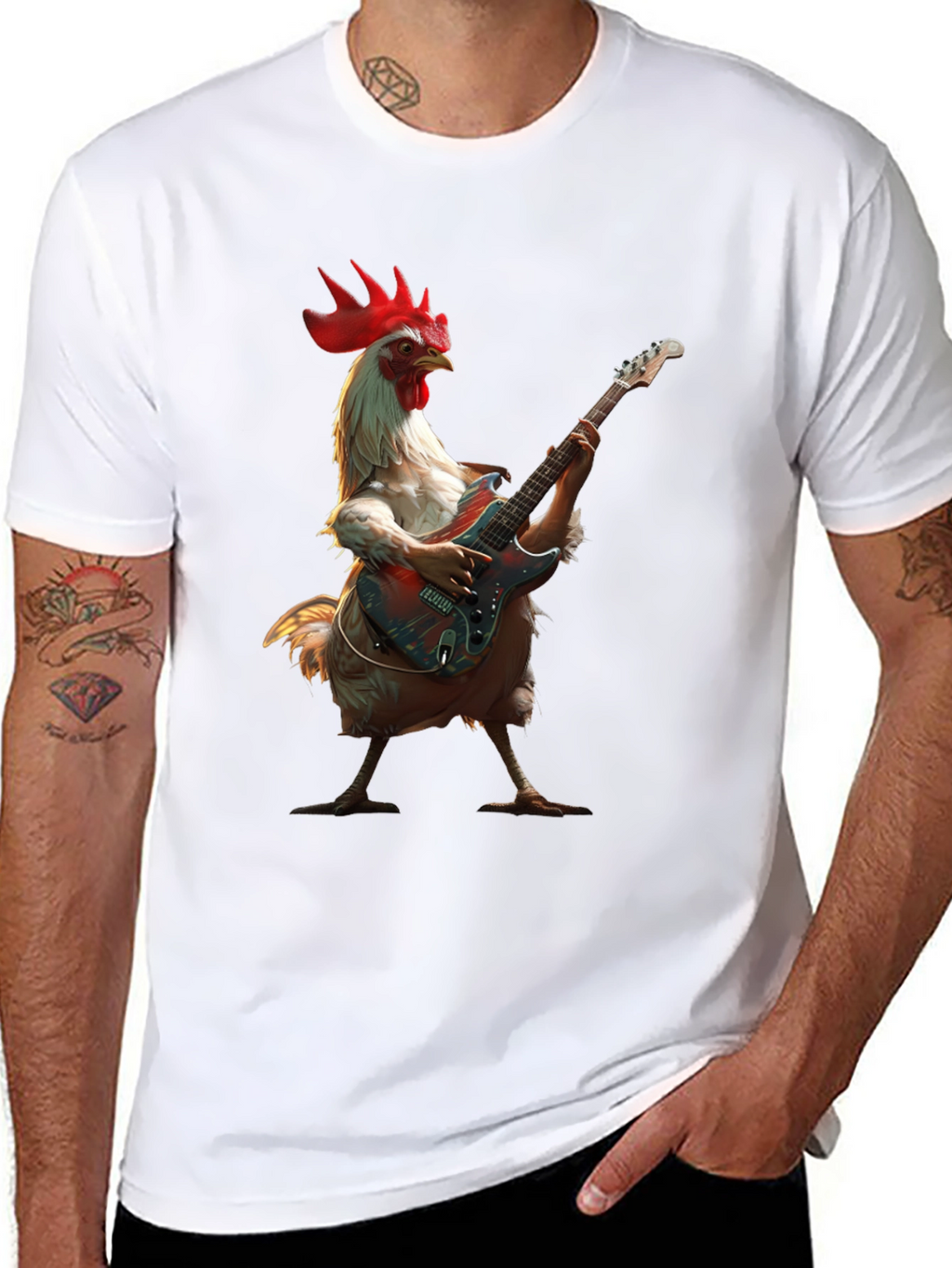 Chicken Guitarist T-Shirt - Funny Music Tee