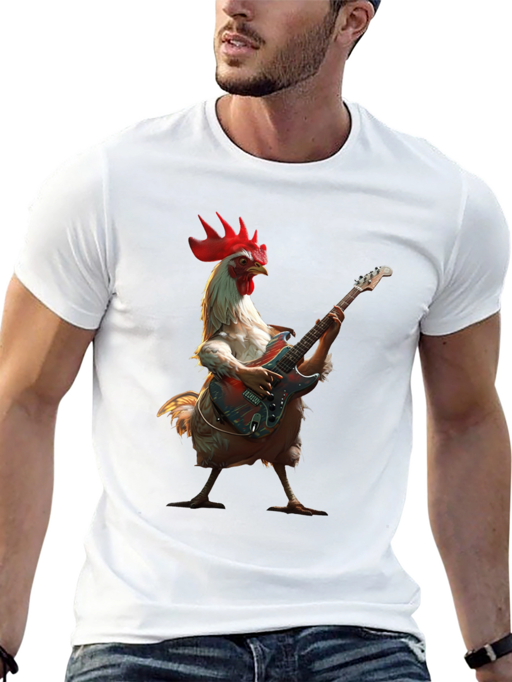 Chicken Guitarist T-Shirt - Funny Music Tee