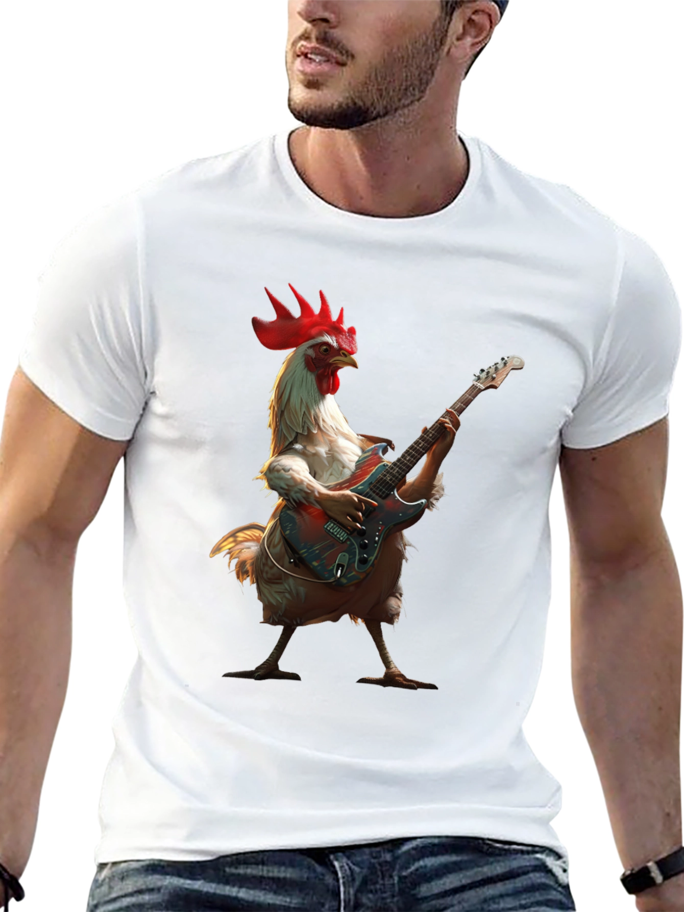 Chicken Guitarist T-Shirt - Funny Music Tee