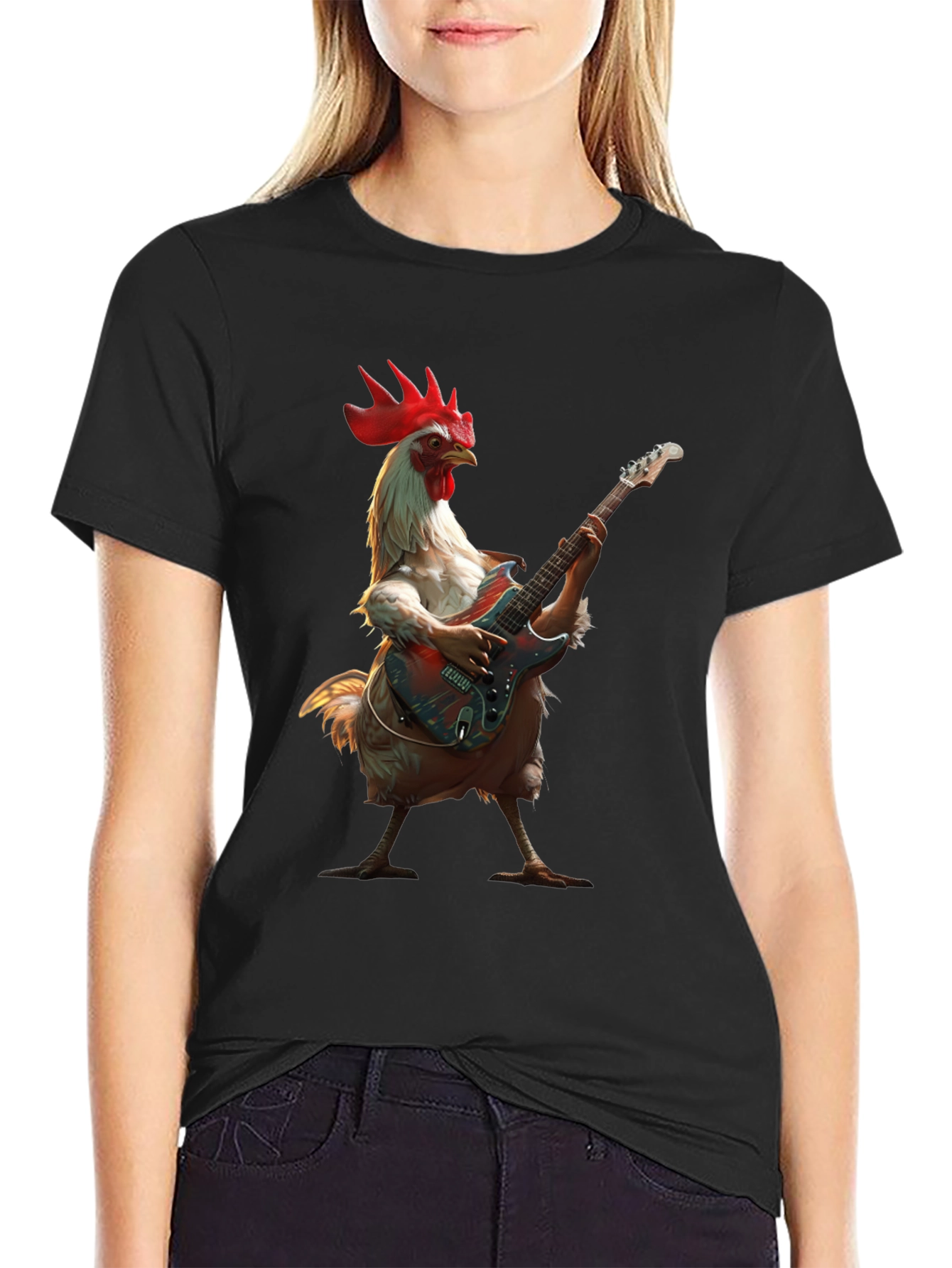 Chicken Guitarist T-Shirt - Funny Music Tee