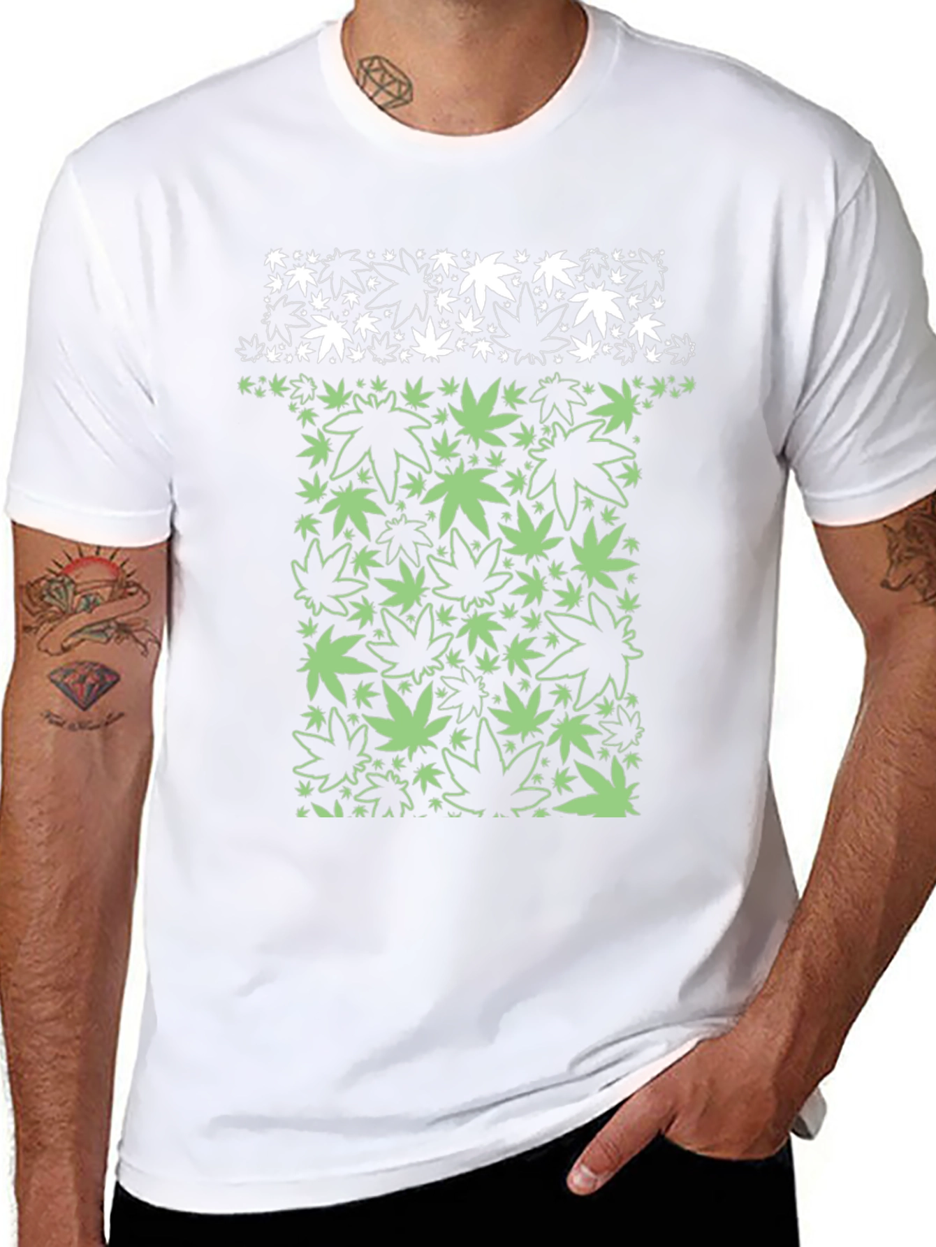 Marijuana Leaf Graphic T-Shirt - Black